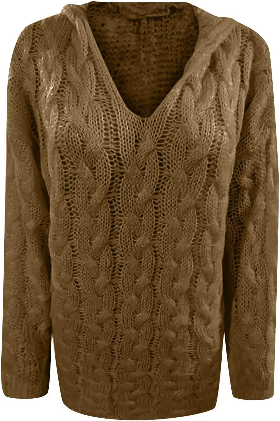 Women's Sweaters Hoodies Casual Oversized V Neck Sexy Hollow Crochet Sweater Long Sleeve Pullover Loose Tops