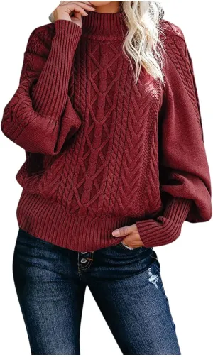 Womens Turtleneck Sweaters Oversized Sweaters Ribbed Knit Sweater Winter Pullover Sweater Chunky Sweaters Jumper Tops