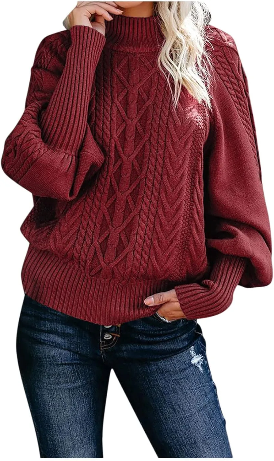 Womens Turtleneck Sweaters Oversized Sweaters Ribbed Knit Sweater Winter Pullover Sweater Chunky Sweaters Jumper Tops