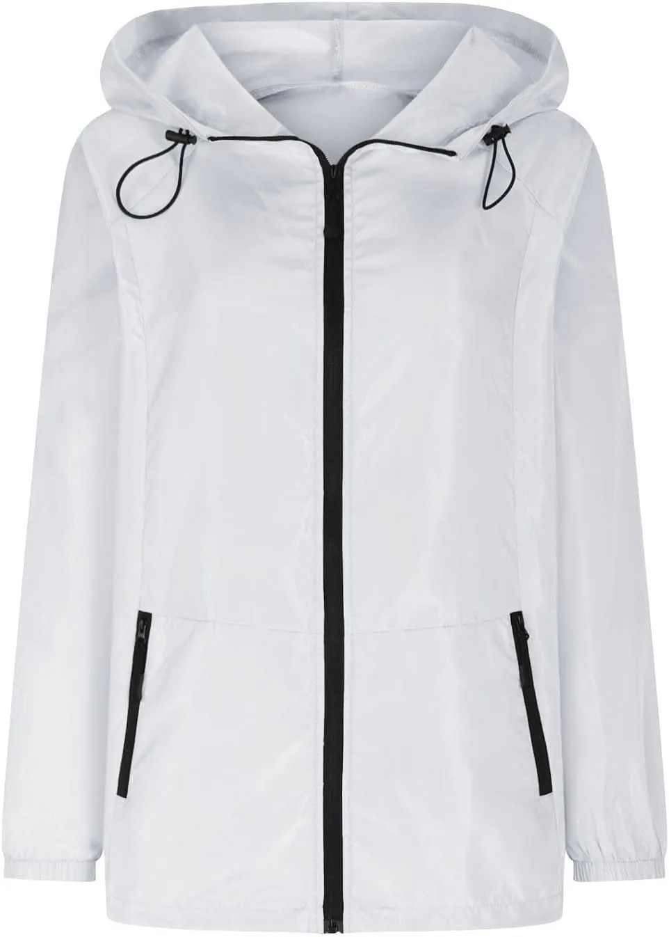 Womens Waterproof Outdoor Rain Jackets Lightweight Packable Hooded Raincoat Adjustable Soft Shell Windbreaker Jacket