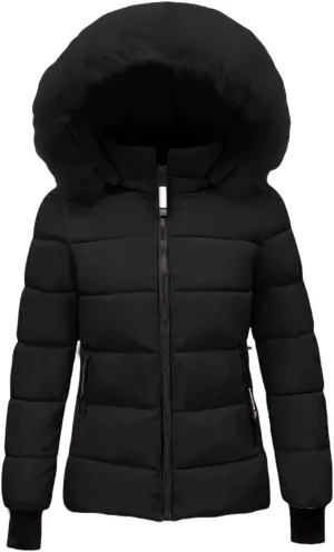 Womens Winter Windproof Warm Down Coats Thicken Parka Overcoat Puffer Qulited Jacket with Removable Hood