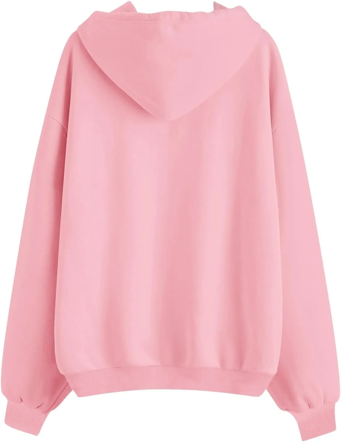 Womens Zip Up Jacket Oversized Full Zip Up Pullover with Hooded Casual Ribbed Cuffs Sweatshirts with Pockets