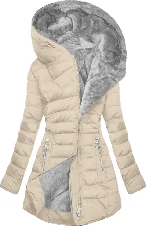 XUNRYAN Winter Coats for Women Puffer Jackets Thicken Sherpa Fleece Lined Down Jacket Faux Fur Hooded Parka Anorak Outerwear