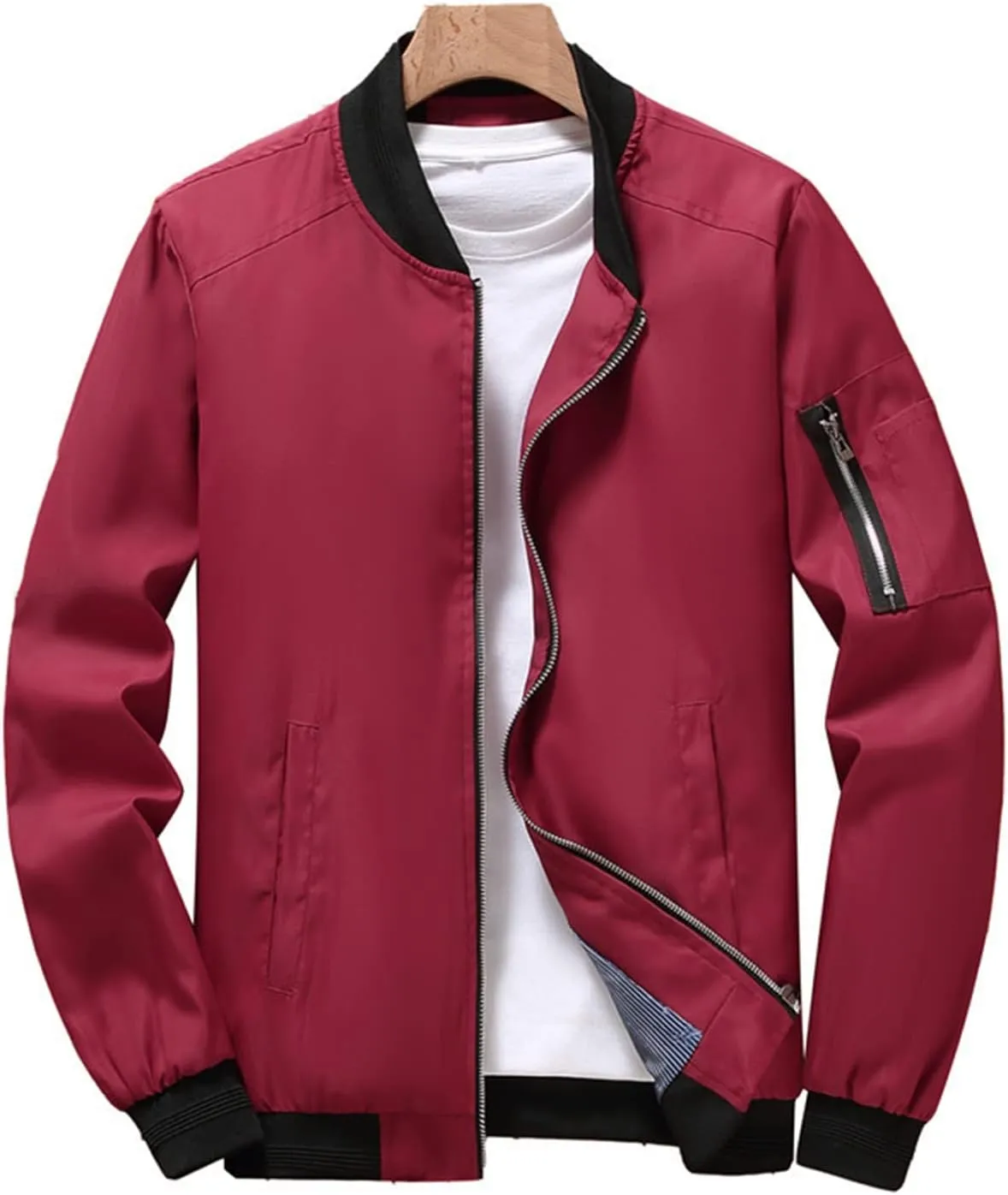 Ymosrh Men's Casual Jackets Lightweight Windproof Bomber Jacket Full Zip Winter Warm Coats Outwear Chaqueta, XXXL-L6