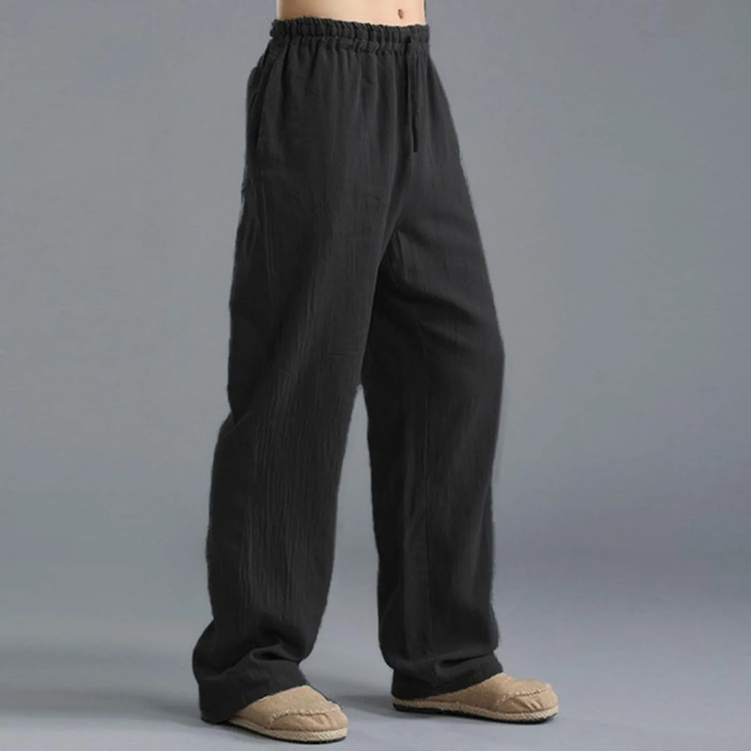 Ymosrh Men's Pants Plus Size Loose Drawstring Casual Pants Linen Breathable Sports Pants Joggers, S-5XL