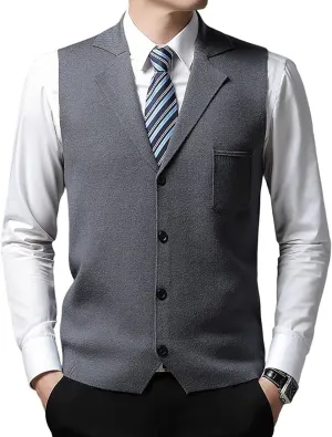 yoeasy Men's Cashmere Wool Blended Button Vest Relax Fit Lightweight V-Neck Sweater Cardigan Sweater