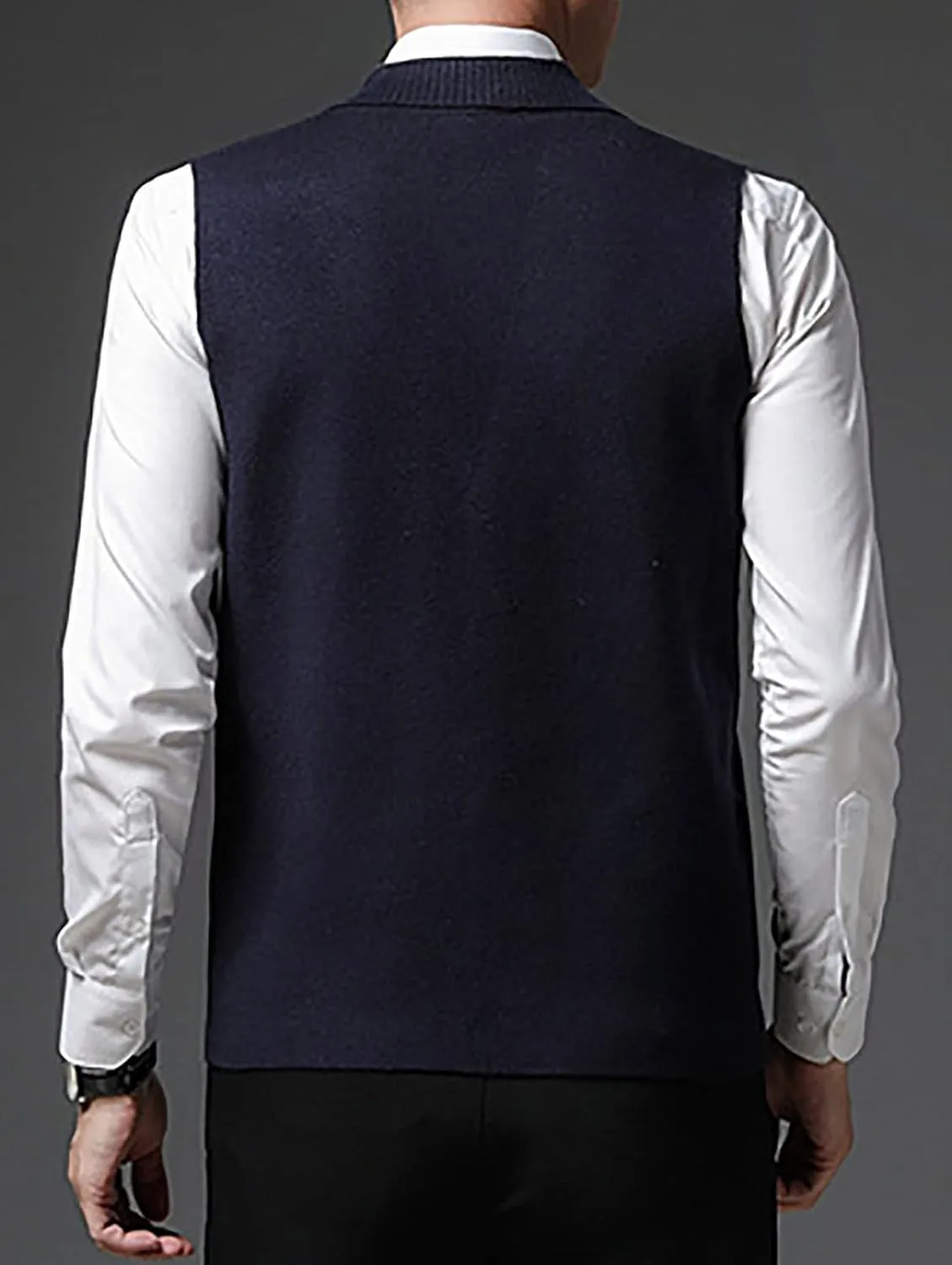 yoeasy Men's Cashmere Wool Blended Button Vest Relax Fit Lightweight V-Neck Sweater Cardigan Sweater