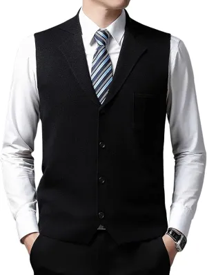 yoeasy Men's Cashmere Wool Blended Button Vest Relax Fit Lightweight V-Neck Sweater Cardigan Sweater