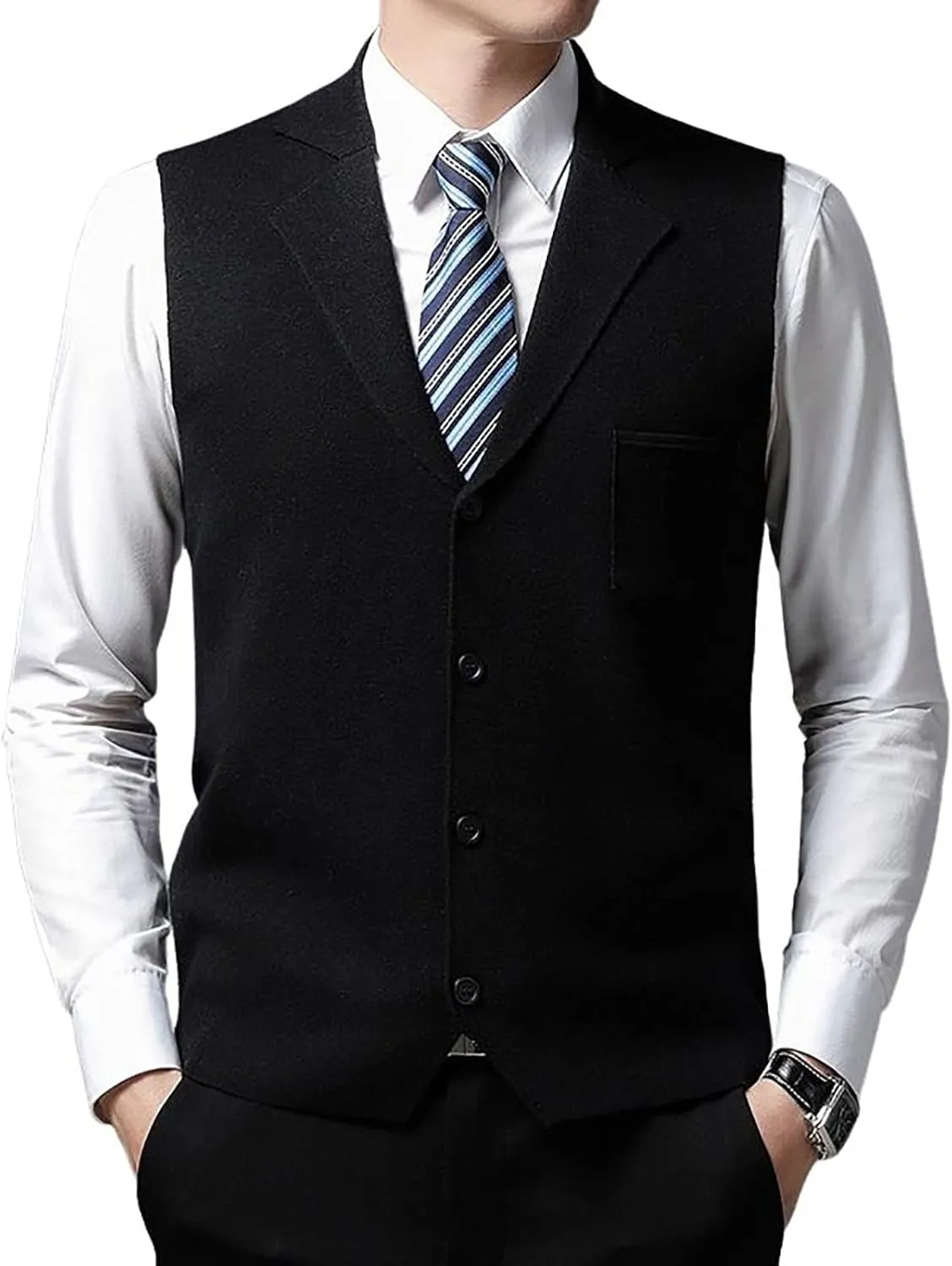 yoeasy Men's Cashmere Wool Blended Button Vest Relax Fit Lightweight V-Neck Sweater Cardigan Sweater