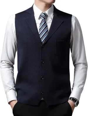 yoeasy Men's Cashmere Wool Blended Button Vest Relax Fit Lightweight V-Neck Sweater Cardigan Sweater