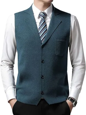 yoeasy Men's Cashmere Wool Blended Button Vest Relax Fit Lightweight V-Neck Sweater Cardigan Sweater