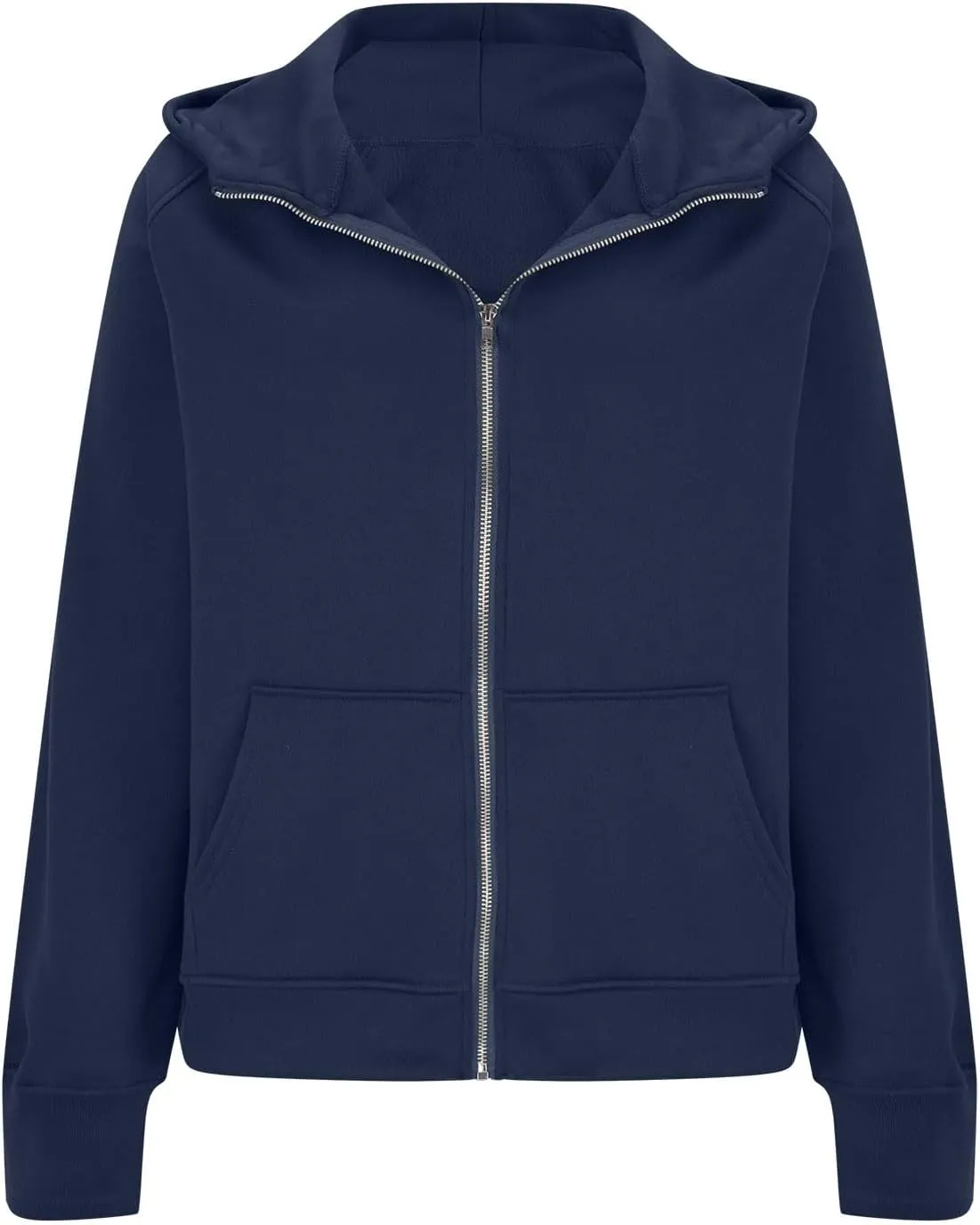 Zip Up Hoodie for Women Long Sleeve Zip Up Lightweight Sweatshirts Casual Loose Fit Plain Hoodie with Thumb Hole