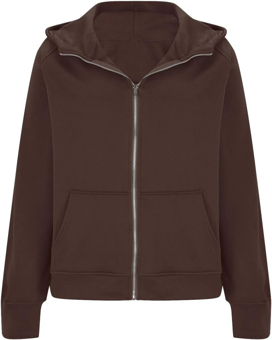 Zip Up Hoodie for Women Long Sleeve Zip Up Lightweight Sweatshirts Casual Loose Fit Plain Hoodie with Thumb Hole