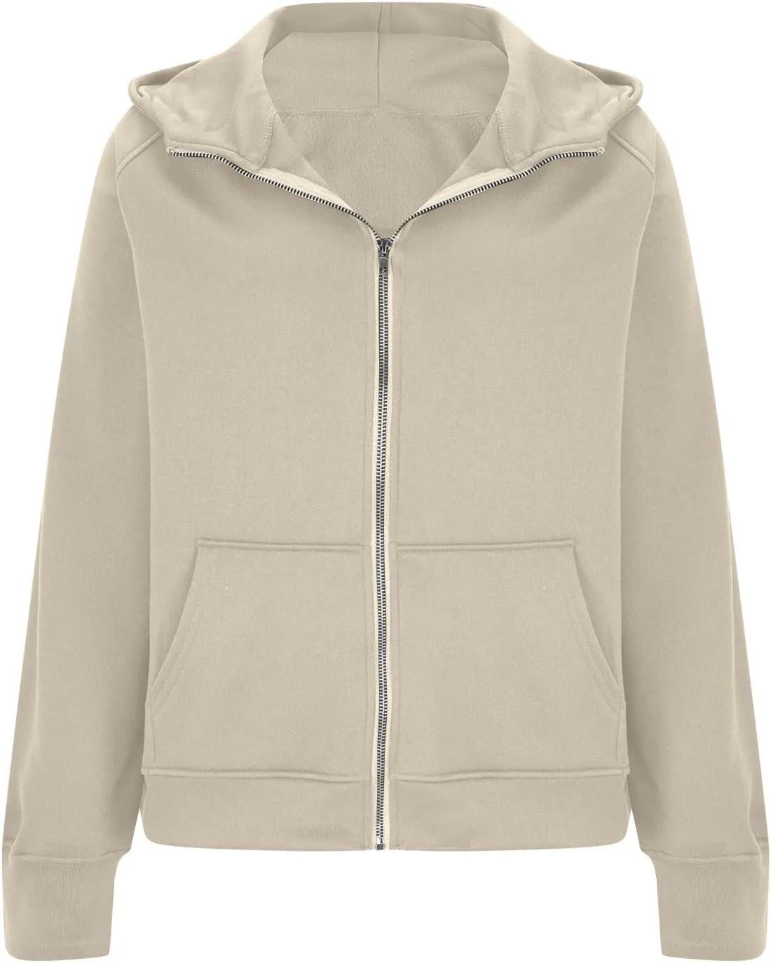 Zip Up Hoodie for Women Long Sleeve Zip Up Lightweight Sweatshirts Casual Loose Fit Plain Hoodie with Thumb Hole