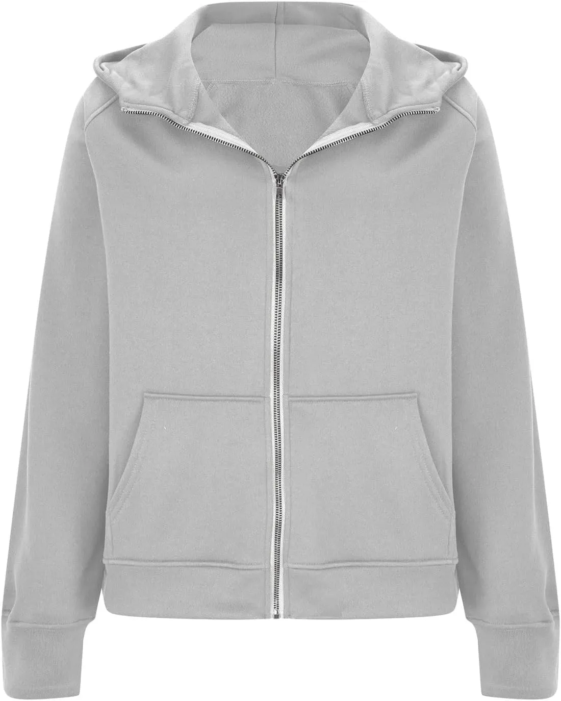 Zip Up Hoodie for Women Long Sleeve Zip Up Lightweight Sweatshirts Casual Loose Fit Plain Hoodie with Thumb Hole