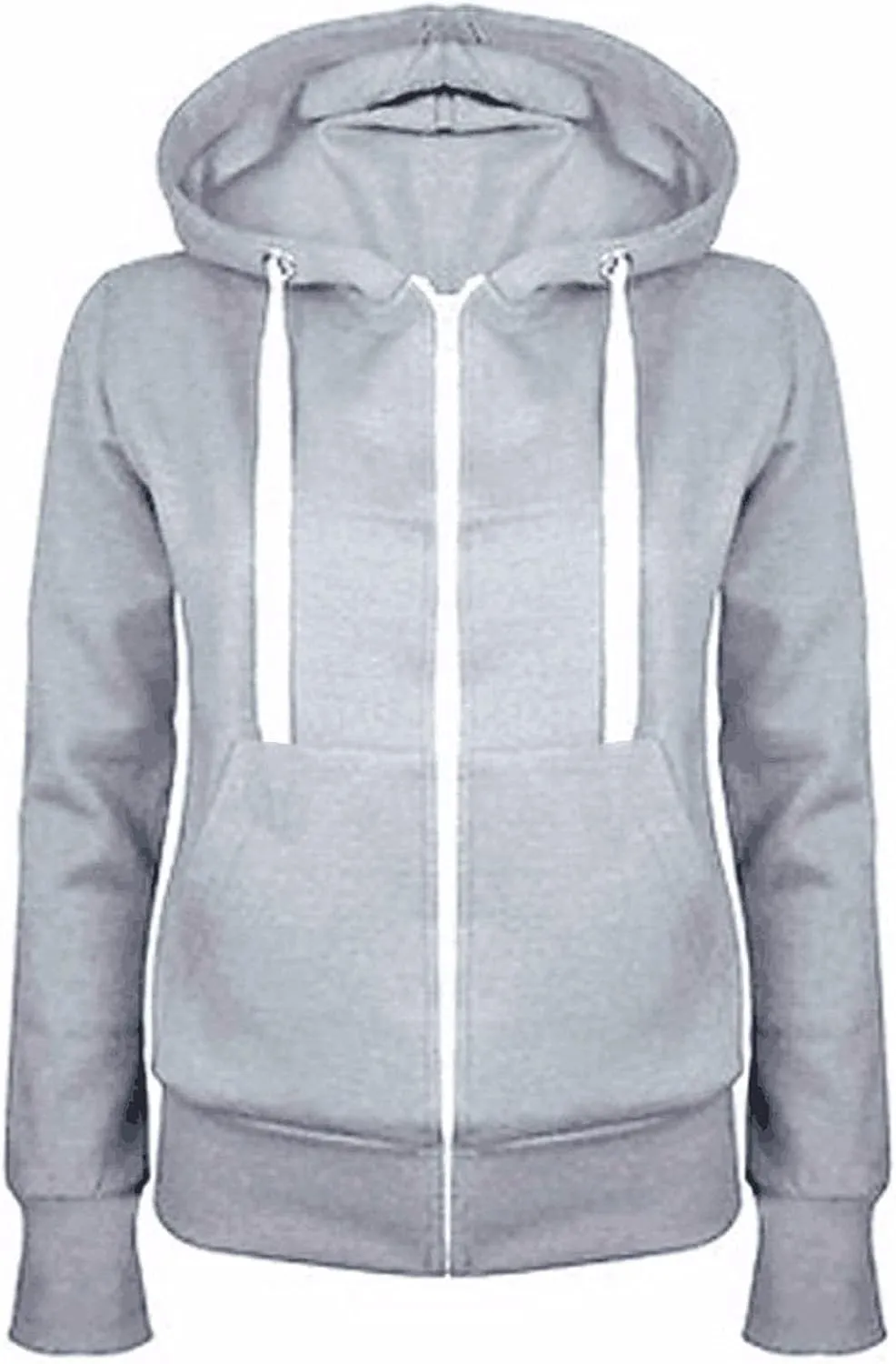 Zip Up Hoodie Women Lightweight Fleece Zip Up Jacket Casual Loose Long Sleeve Plain Hooded Sweatshirt with Pockets