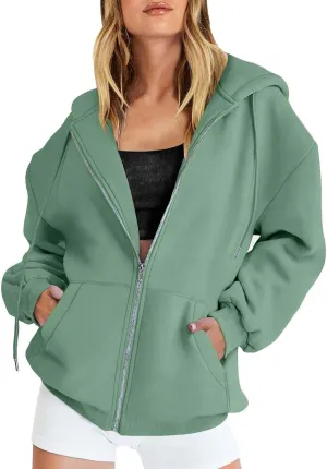 Zip Up Hoodie Women Oversized Y2K Plus Size Oversized Y2K Jackets Casual Drawstring Zip Up Y2K Hoodie with Pocket
