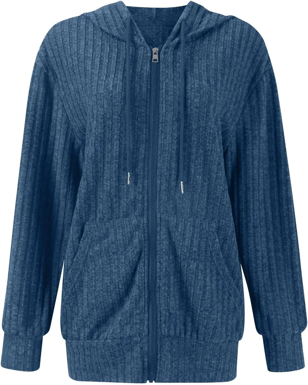 Zip Up Hoodie Women Oversized Zip Up Sweaters Casual Drawstring Lightweight Knit Athletic Zip Up Jackets with Pockets