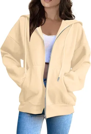 Zipper Hoodies for Women Plus Size Zip Up Hoodies Oversized Sweatshirts Y2K Jacket Pockets Patchwork T-Shirt Hoodie